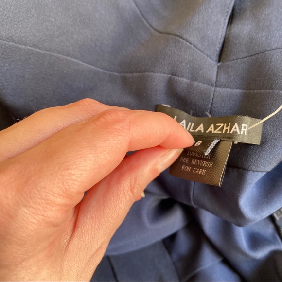 Laila Azhar 6 Silk Dress Origami Babydoll Blue - Picture 6 of 8